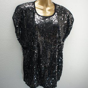 Michael kors black front sequin top size M